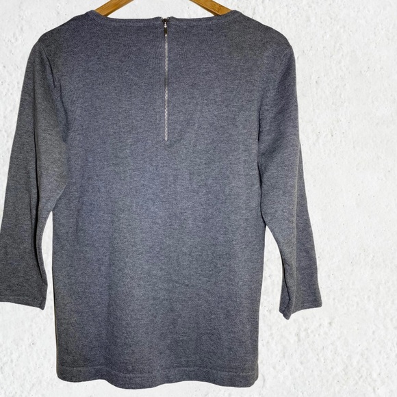 ALFANI geo 100% cotton sparkle zipper back sweater top - Picture 2 of 5